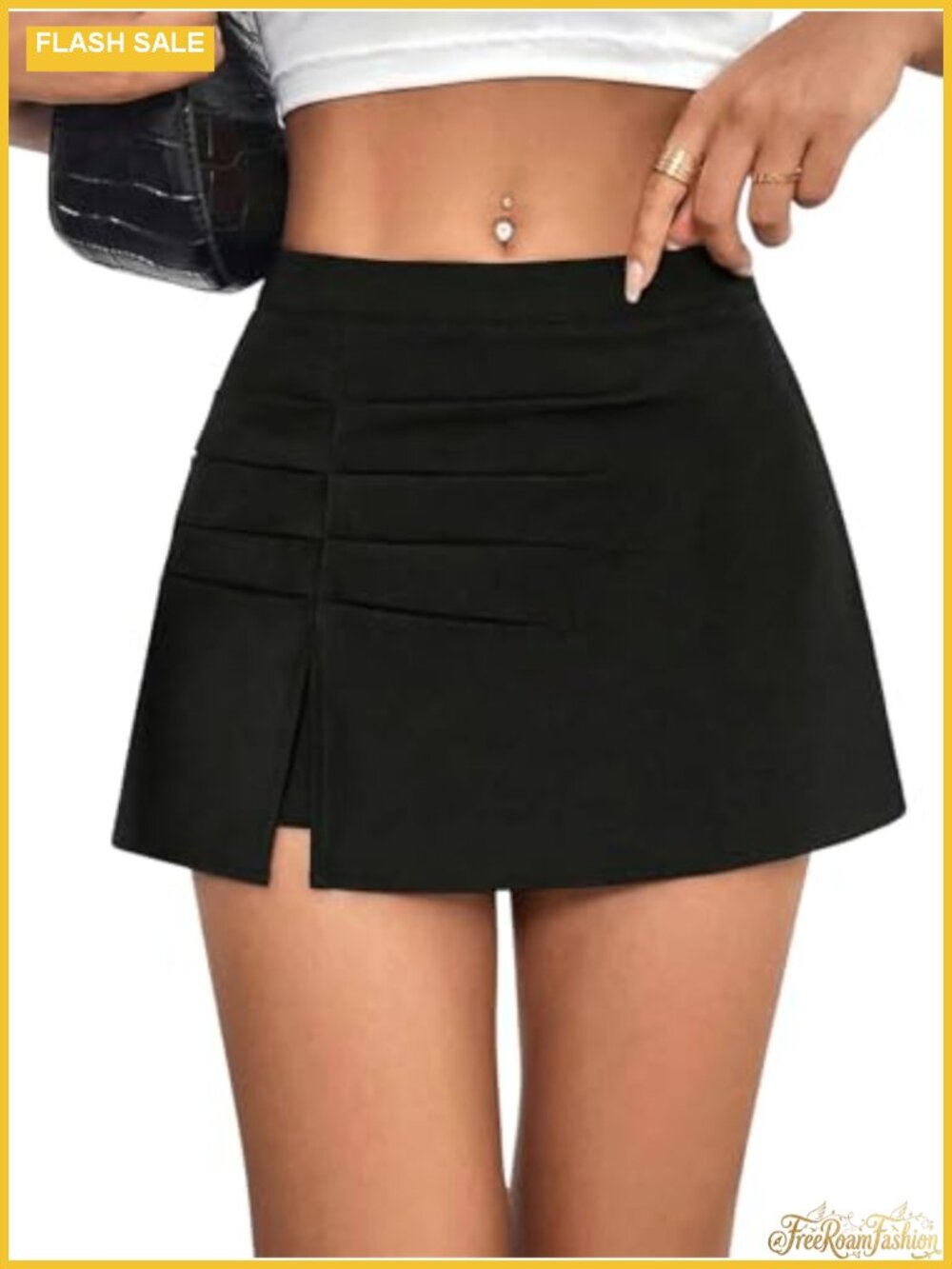 Women's A-Line Mini Skirt Pleated Slit Work Casual Outgoing